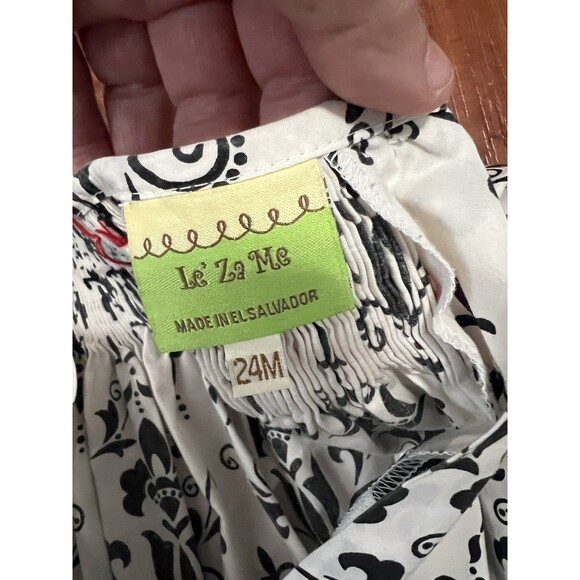 Le' Za Me Smocked Paisley Print Bishop Dress Summer Sz 24m - Pom Poms - Picture 5 of 5